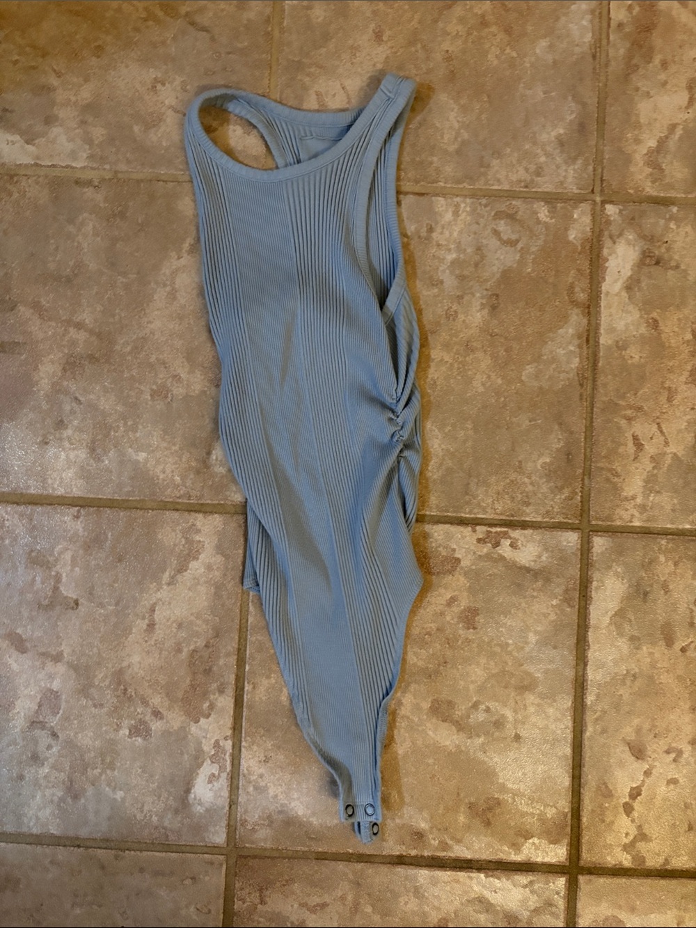 aerie Ribbed Light Blue Scoop Neck Bodysuit